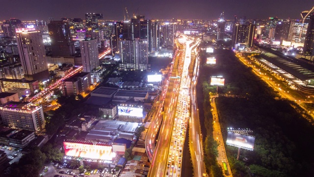 夜市和交通，Hyper Lapse或Time Lapse股票视频视频素材