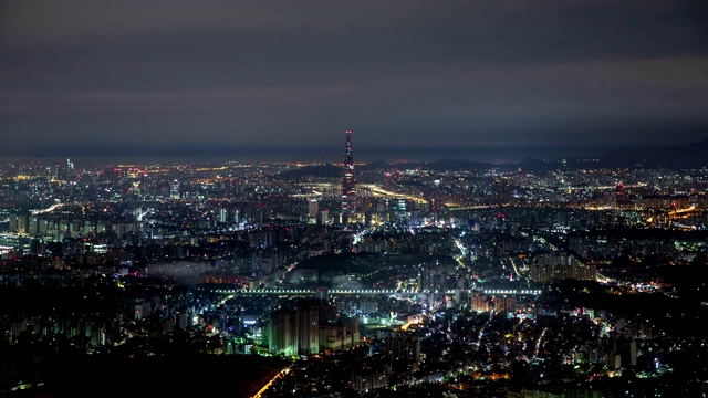 韩国首尔南山城(山堡)市区从夜晚到黎明的清晨云海视频素材