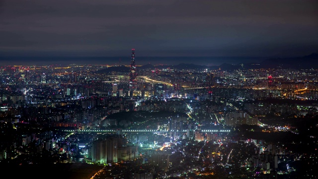 韩国首尔南山城(山堡)市区从夜晚到黎明的清晨云海视频素材