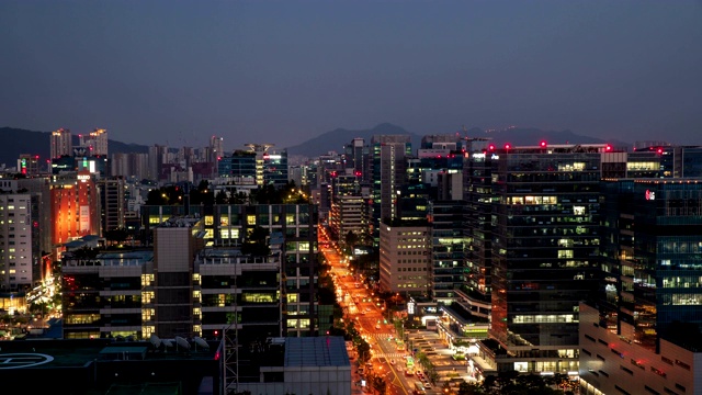 韩国首尔金川区加山数码园区和国家工业园区夜景视频素材