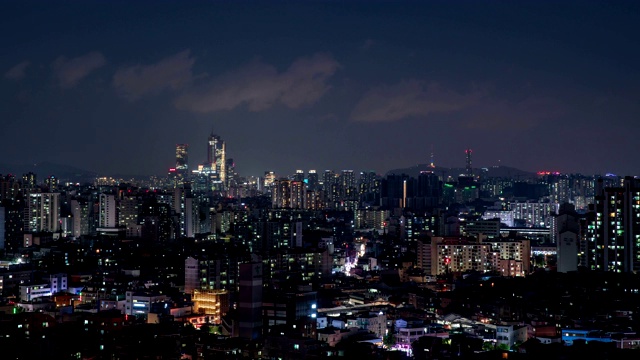 韩国首尔Yeouido市区夜景/黑谷视频素材