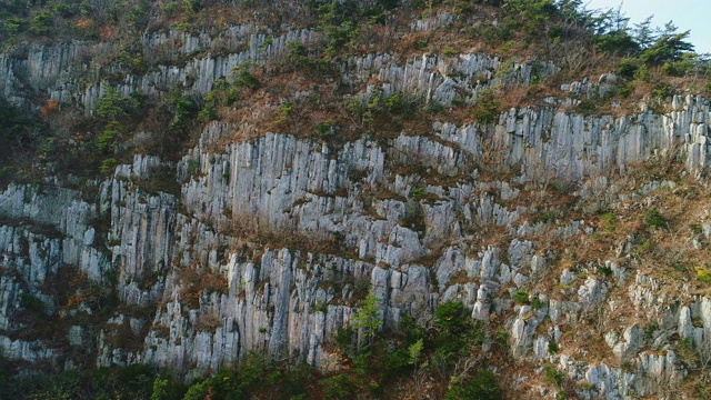 Byeongpungbawi岩，位于韩国全罗南道，Geumdangdo岛/ wan -gun的Jusangjeolli悬崖(玄武岩柱)视频素材