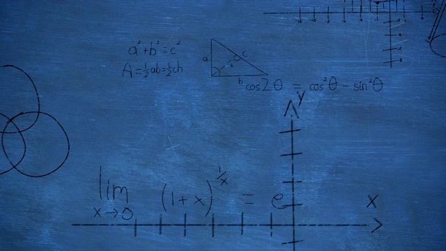 数学计算以黑色漂浮在黑板背景上4k视频素材
