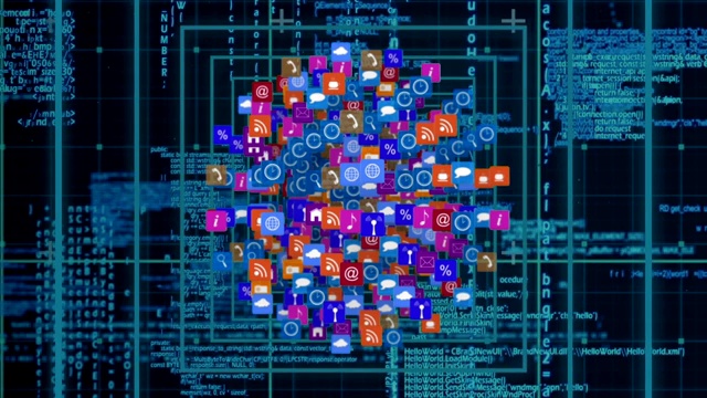 在线和方形应用图标和程序代码视频素材