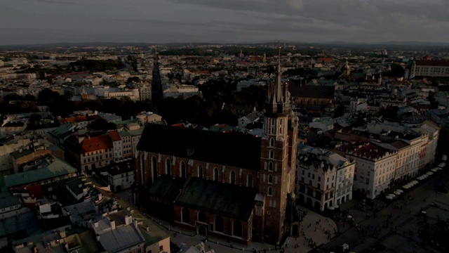 在克拉科夫用无人机拍摄的Rynek Główny视频素材