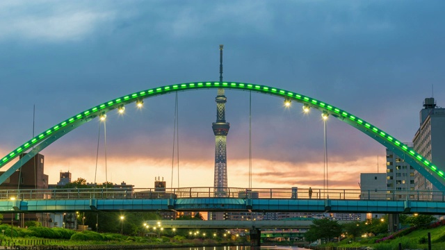 东京，日本- 2019年4月04日:东京天空树时间流逝的东京城市景观，日本视频素材