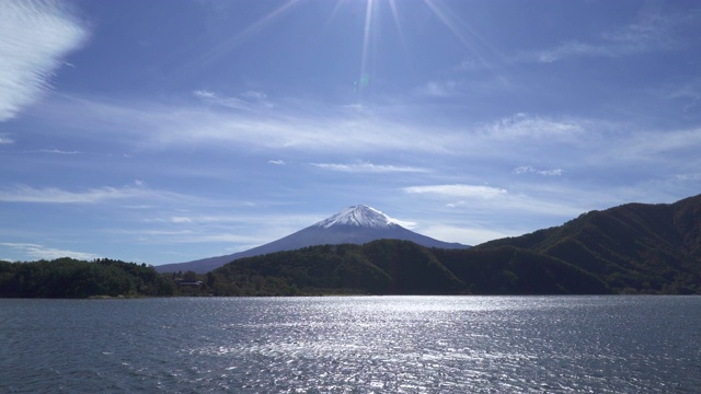 从川口湖拍摄的富士山。视频下载