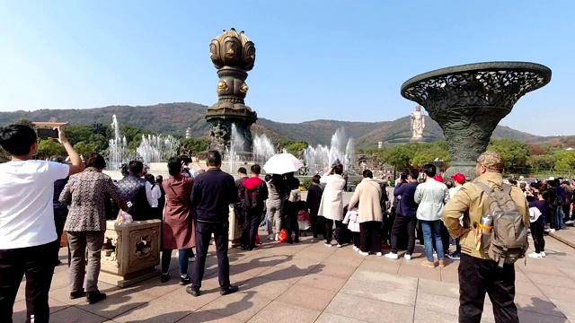 灵山佛祖景区，九龙浴场视频素材