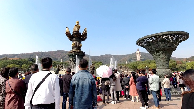 灵山佛祖景区，九龙浴场视频素材