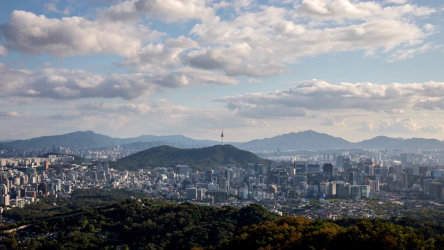 韩国首尔南山塔市中心全景图视频素材