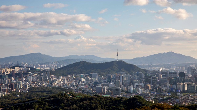 韩国首尔南山塔市中心全景图视频素材