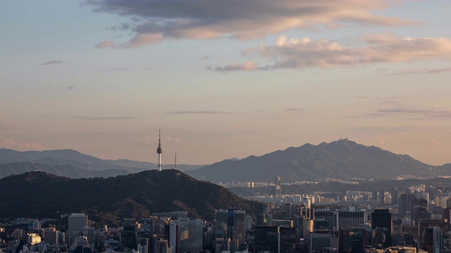 韩国首尔南山塔市中心全景图视频素材