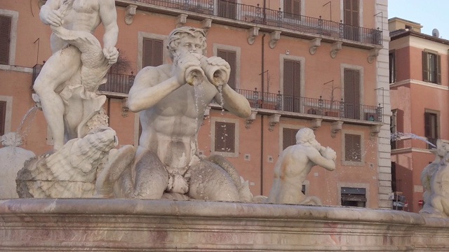 Fontana del Moro, Piazza Navona，罗马，意大利视频素材