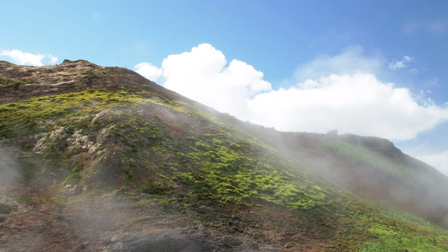 来自冰岛山区温泉的蒸汽，低角度视频素材