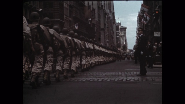 1941年，美国纽约第五大道阅兵视频素材