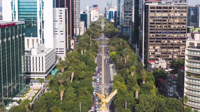 墨西哥城和独立天使的Hyperlapse aerial (El Ángel de la Independencia)视频素材