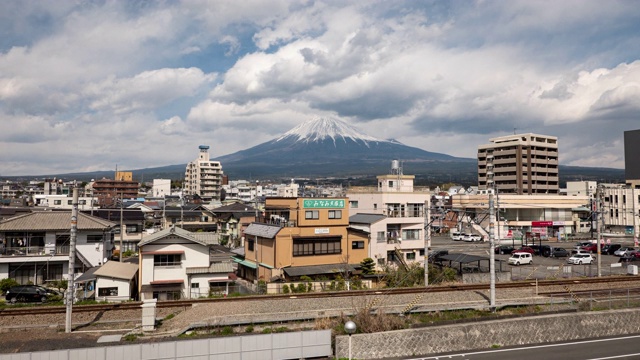 富士山上的Fujinomiya镇视频素材