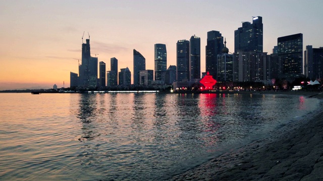 青岛浮山湾城市天际线夜景视频素材