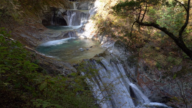 日本西泽峡谷风景优美的瀑布视频素材