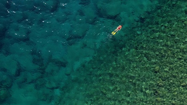 浮潜在清澈的绿松石海视频素材