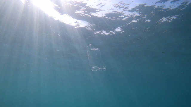 垃圾在海里。肮脏的海。视频素材