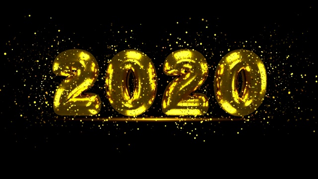 2020年新年贺卡。黄金闪闪发光的背景。循环视频素材