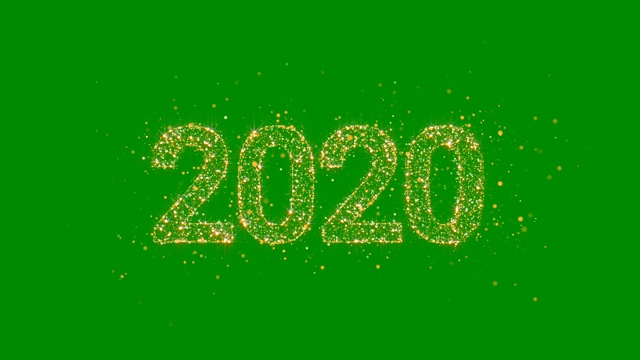 2020年新年贺卡。黄金闪闪发光的背景。循环视频素材