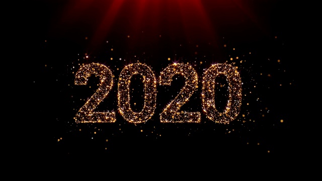 2020年新年贺卡。黄金闪闪发光的背景。循环视频素材