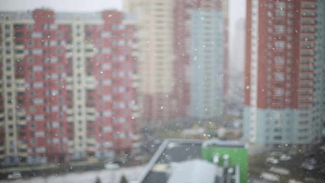 冬天的暴风雪暴风雪在城市视频素材