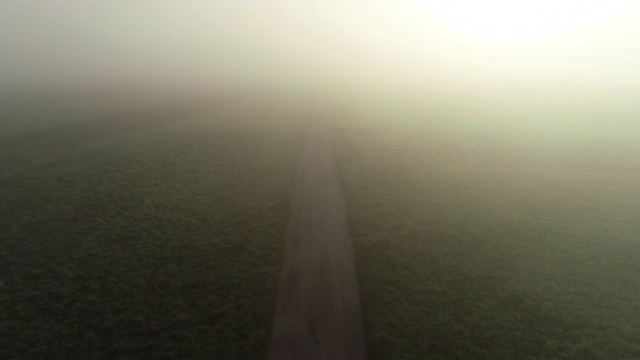 阳光透过雾在乡村道路上照耀-股票视频视频素材