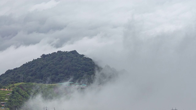 时间推移雾在时间推移的薄雾和高层云在泰国Phutubberk的顶峰，雾在山峰和森林。雨后自然视频素材