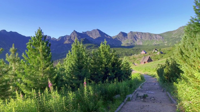 通往一个小村庄的山路视频素材