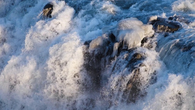 水结构。自然背景。瀑布在冰岛视频素材