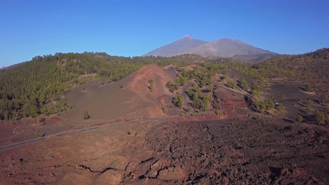 飞过米拉多德萨马拉和泰德国家公园附近的火山景观，特内里费，加那利群岛，西班牙视频素材