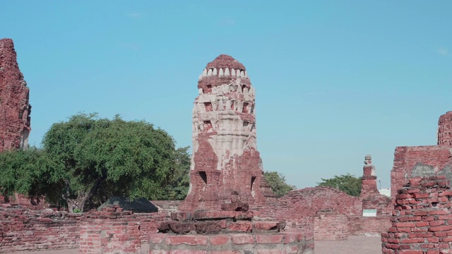 泰国大城府玛哈塔寺遗址;放大运动视频素材