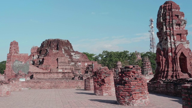 泰国大城府玛哈塔寺遗址;平移运动视频素材