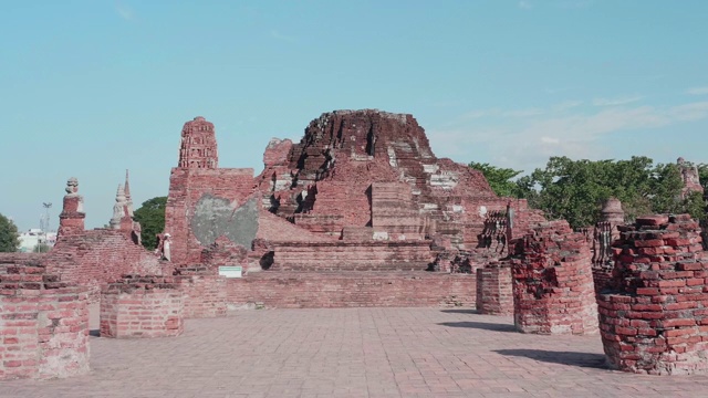 泰国大城府玛哈塔寺遗址;放大运动视频素材