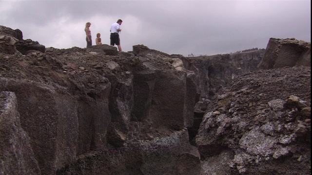 游客参观夏威夷的基拉韦厄火山口。视频素材