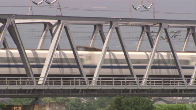 真空降号快速驶过日本的海岸线。视频素材