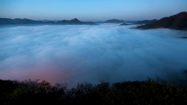 韩国，全乐道，奥尊浩湖/伊姆希尔枪云海视频素材