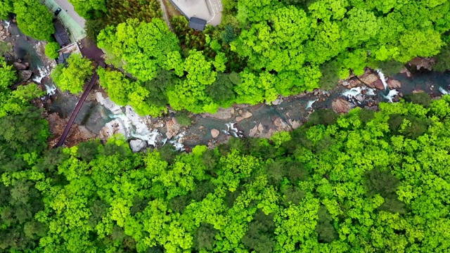 韩国庆尚南道三清郡的大元寺和山谷的绿色景象视频素材