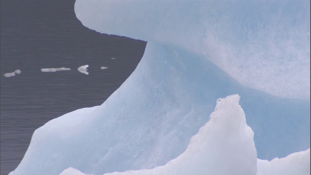 冰川上的冰雪漂浮在平静的水面上。视频素材