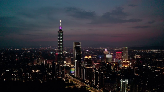 台北商务区夜间鸟瞰图视频素材