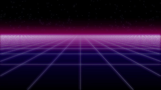 synthwave net and stars glitch复古3d渲染视频素材