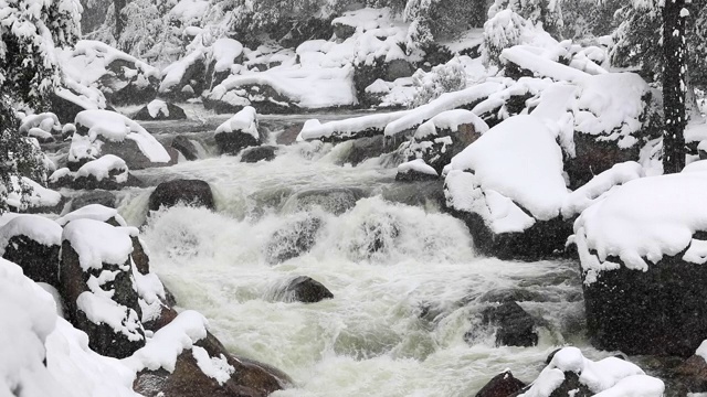 优山美地国家公园的雪景视频素材