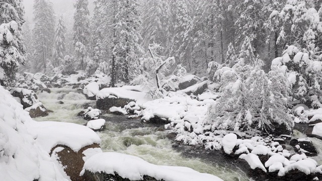 优山美地国家公园的雪景视频素材