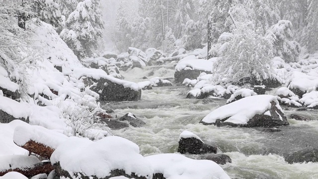 优山美地国家公园的雪景视频素材