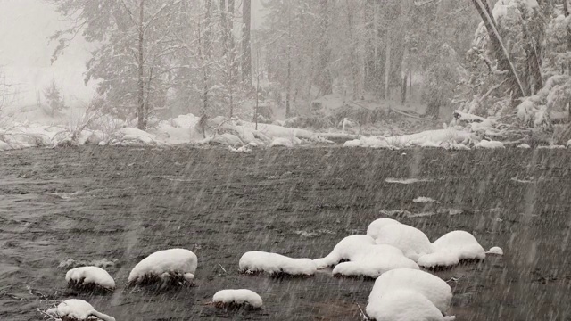 优山美地国家公园的雪景视频素材