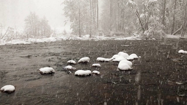 优山美地国家公园的雪景视频素材