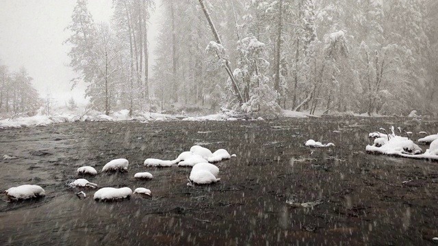 优山美地国家公园的雪景视频素材